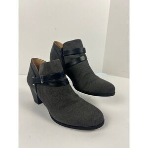 Abella Gray Ankle Booties Block Heel‎ Buckle Accents Size 8M